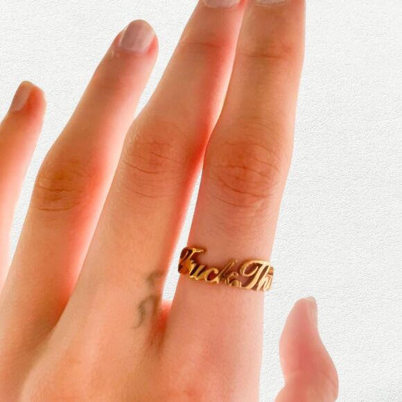 Gold "F*ck This F*ck That" Ring - Picture 6 of 8